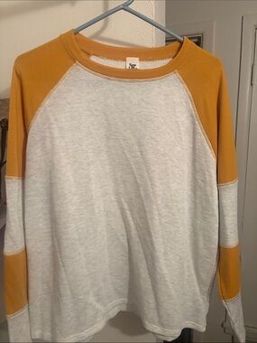 Sew In Love Contrast-Rib Sweatshirt - Mustard & Light Gray